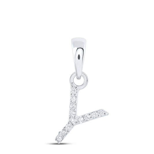 0.03 Ctw Natural Diamond Initial Letter Y Pendant in 10k White Gold