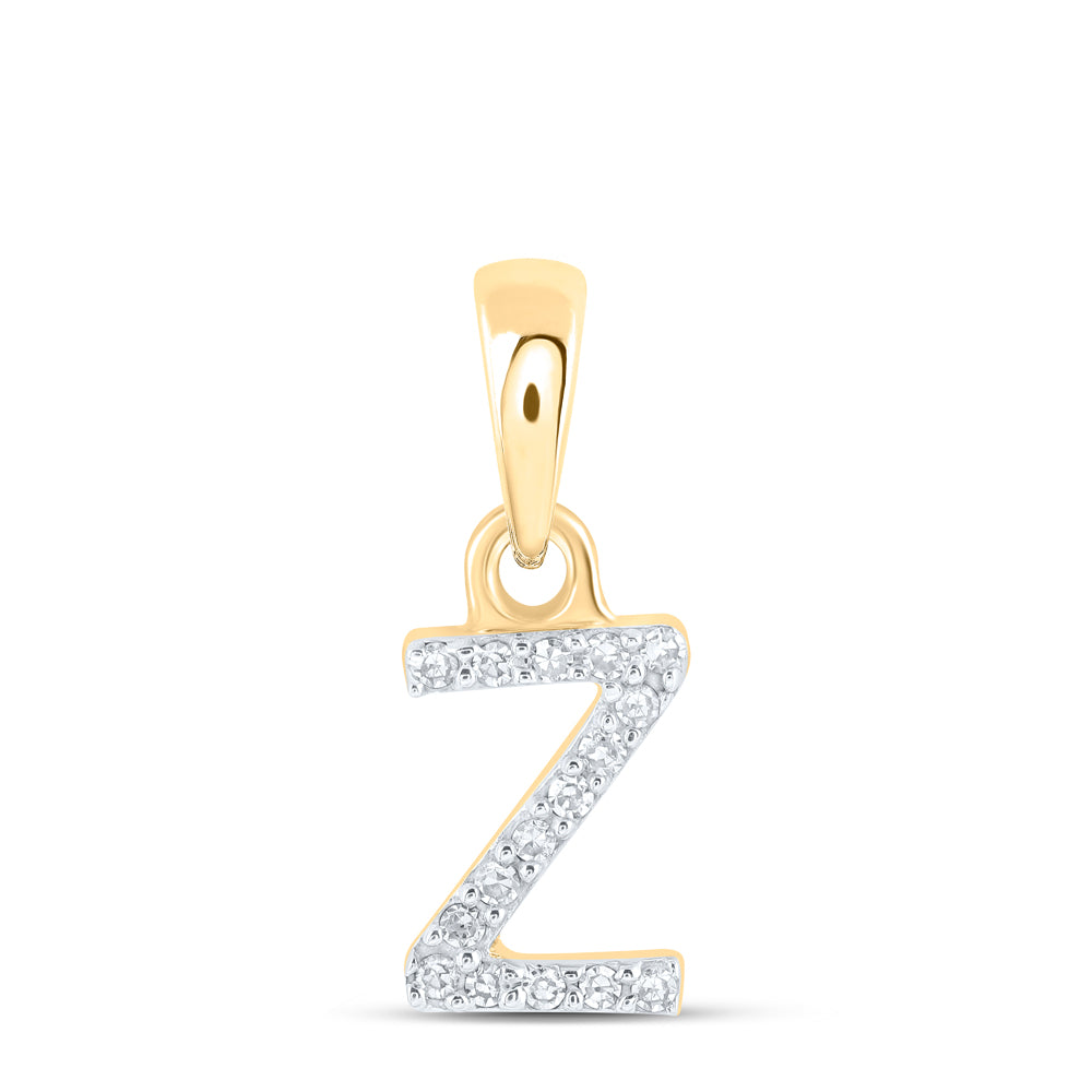 0.03 Ctw Natural Diamond Initial Letter Z  Pendant in 10k Yellow Gold