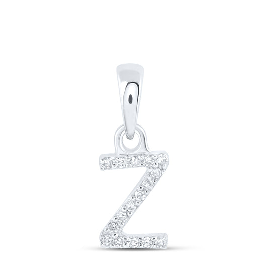 0.03 Ctw Natural Diamond Initial Letter Z  Pendant in 10k White Gold