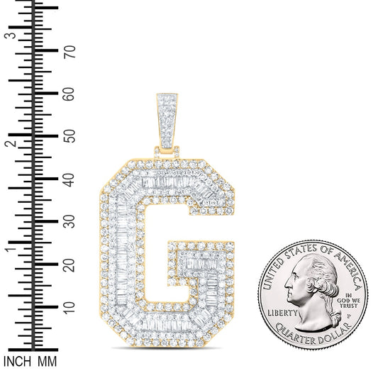 5.83 Ctw Natural Diamond Block Initial Letter Alphabet G Pendant in 10k Yellow Gold