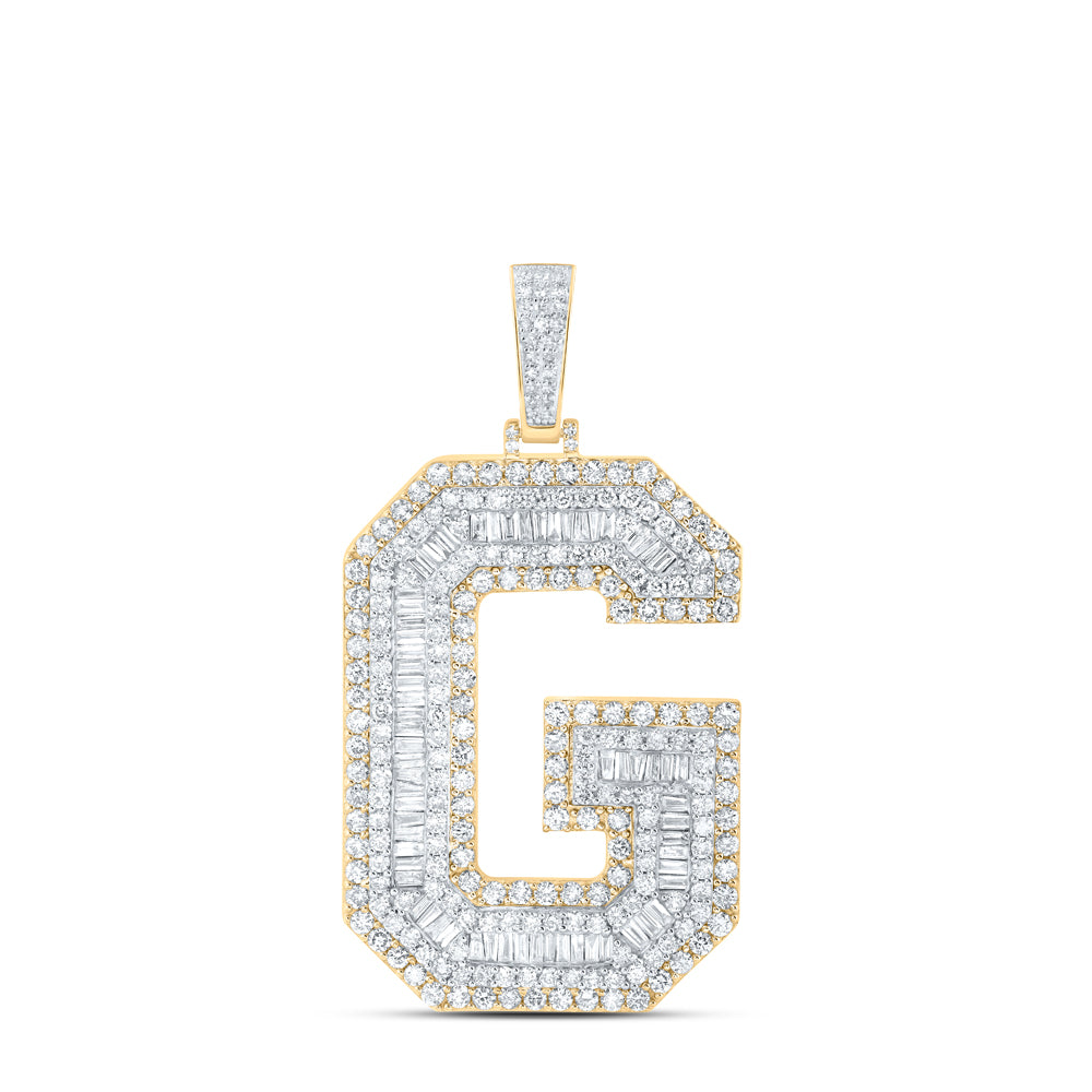 5.83 Ctw Natural Diamond Block Initial Letter Alphabet G Pendant in 10k Yellow Gold