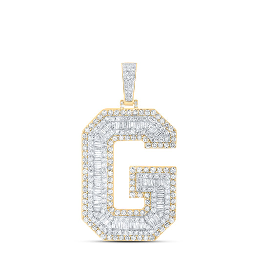 5.83 Ctw Natural Diamond Block Initial Letter Alphabet G Pendant in 10k Yellow Gold