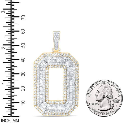 6.22 Ctw Natural Diamond Block Initial Letter Alphabet O Pendant in 10k Yellow Gold
