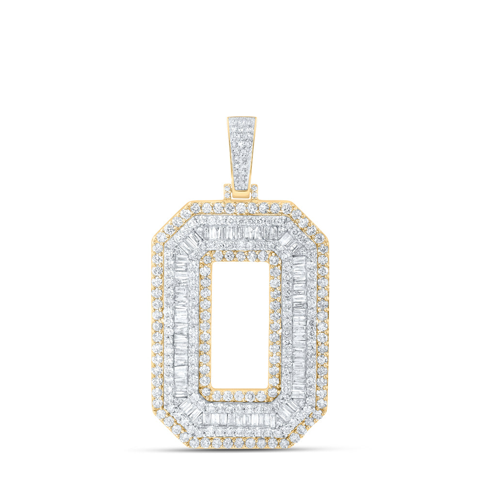 6.22 Ctw Natural Diamond Block Initial Letter Alphabet O Pendant in 10k Yellow Gold