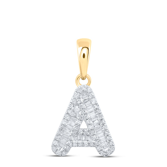 0.3 Ctw Natural Diamond Baguette Hiphop Initial Letter A Pendant in 10k Yellow Gold