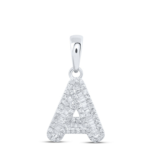 0.3 Ctw Natural Diamond Baguette Hiphop Initial Letter A Pendant in 10k White Gold