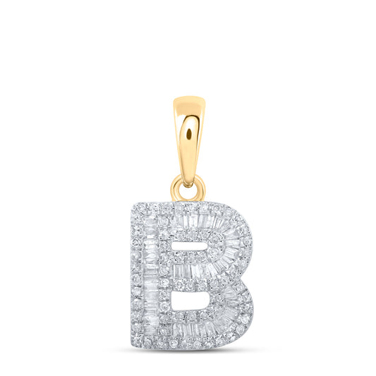 0.44 Ctw Natural Diamond Baguette Hiphop Initial Letter A Pendant in 10k Yellow Gold