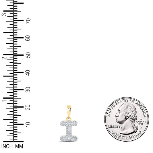 0.3 Ctw Natural Diamond Baguette Hiphop Initial Letter I Pendant in 10k Yellow Gold