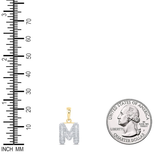 0.4 Ctw Natural Diamond Baguette Hiphop Initial Letter M Pendant in 10k Yellow Gold