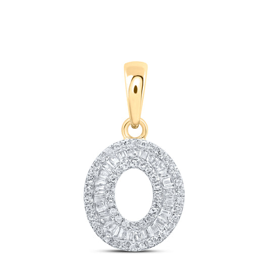 0.34 Ctw Natural Diamond Baguette Hiphop Initial Letter O Pendant in 10k Yellow Gold