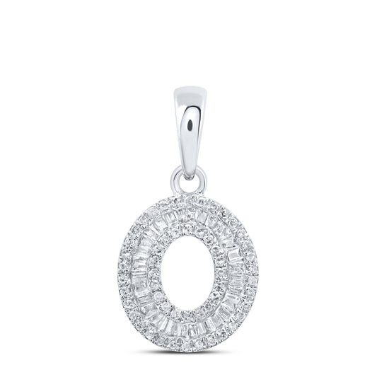 0.34 Ctw Natural Diamond Baguette Hiphop Initial Letter O Pendant in 10k White Gold