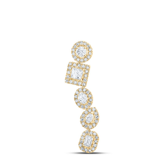 0.76 Ctw Natural Diamond Vertical Articulated Pendant in 10k Yellow Gold