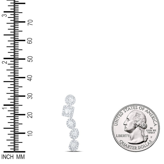 0.76 Ctw Natural Diamond Vertical Articulated Pendant in 10k White Gold