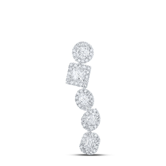 0.76 Ctw Natural Diamond Vertical Articulated Pendant in 10k White Gold
