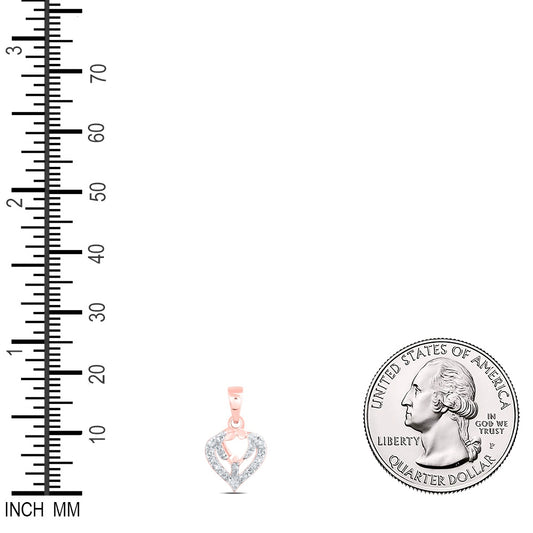 0.11 Ctw Natural Diamond Open Heart Angel Pendant in 10k Rose Gold