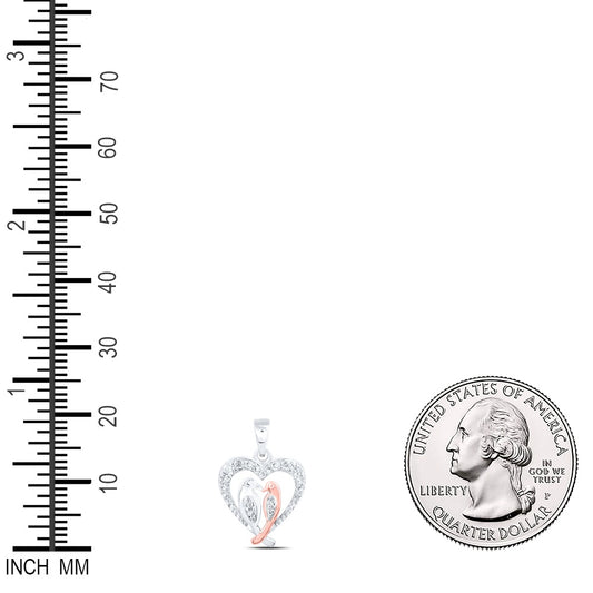 0.13 Ctw Natural Diamond Love Bird Open Heart Pendant in 10k White Gold