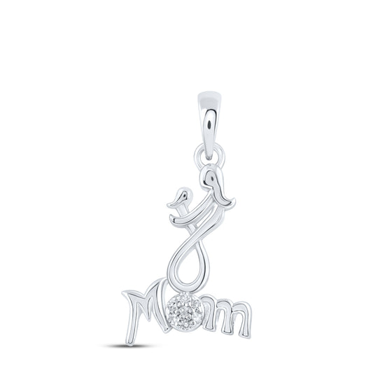 0.03 Ctw Natural Diamond Mom Mother Day Gift Pendant in Sterling Silver