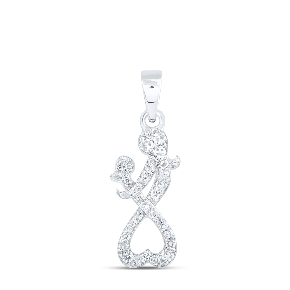 0.14 Ctw Natural Diamond Mom Mother Day Gift Heart Pendant in 10k White Gold