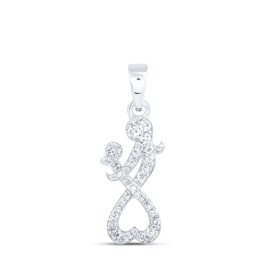0.14 Ctw Natural Diamond Mom Mother Day Gift Heart Pendant in 10k White Gold