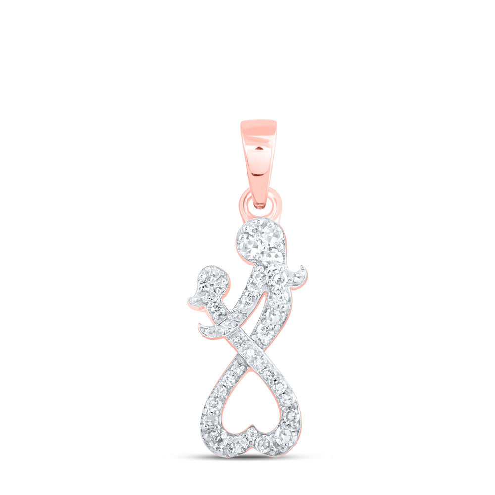 0.14 Ctw Natural Diamond Mom Mother Day Gift Heart Pendant in 10k Rose Gold