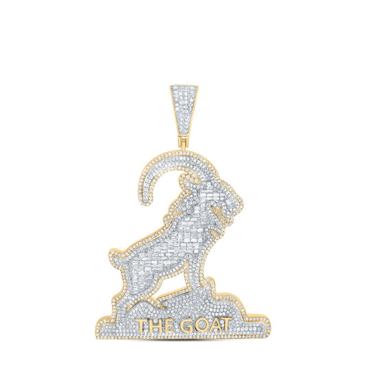 2.51 Ctw Natural Diamond Greates Of all Time The Goat Pendant in 10k Yellow Gold