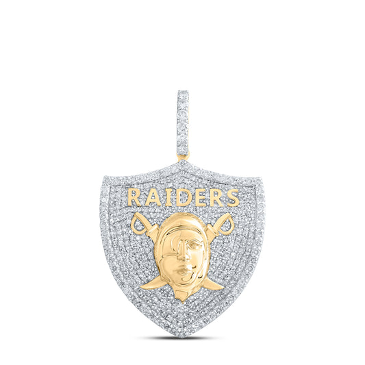 2.36 Ctw Natural Diamond Las Vegas Football Team Badge Pendant in 10k Yellow Gold