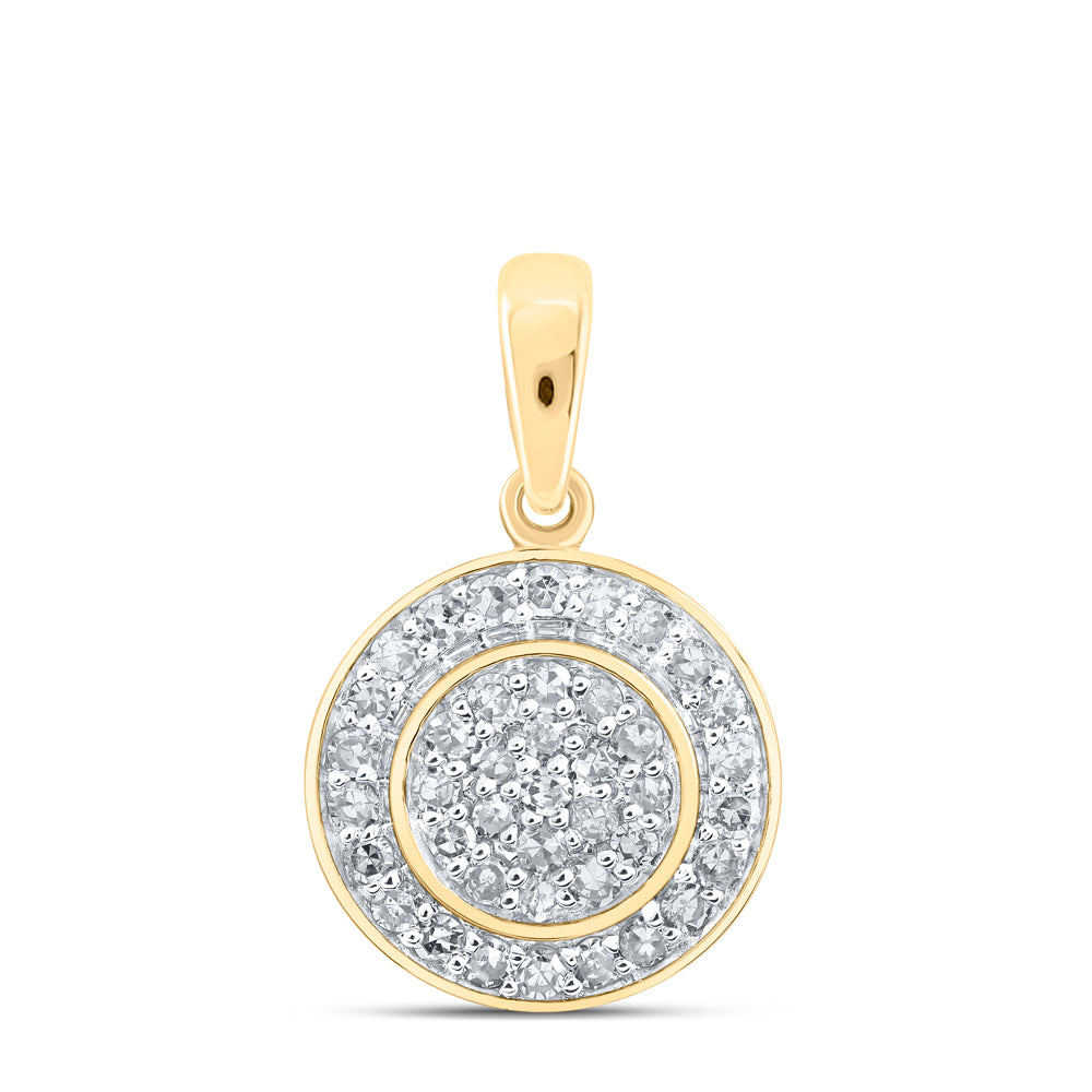 0.3 Ctw Natural Diamond Round Cluster Pendant in 10k Yellow Gold