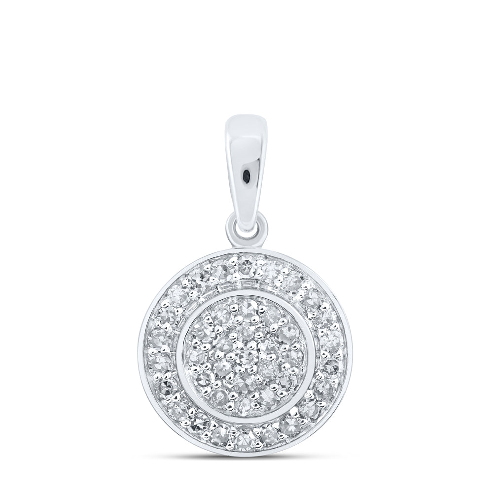 0.3 Ctw Natural Diamond Round Cluster Pendant in 10k White Gold