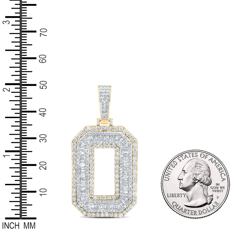 3.18 Ctw Natural Diamond Block Initial Letter Alphabet O Pendant in 10k Yellow Gold