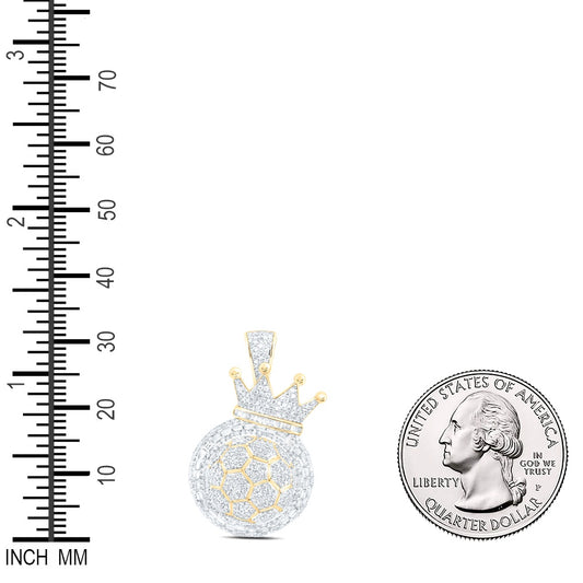 2.73 Ctw Natural Diamond Soccer Ball Crown Pendant in 10k Yellow Gold