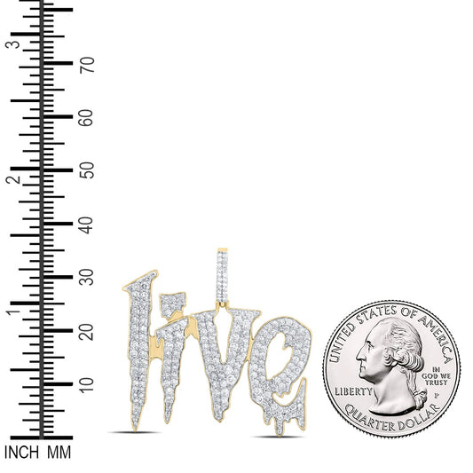 2.42 Ctw Natural Diamond Live Phase Nameplate Pendant in 10k Yellow Gold