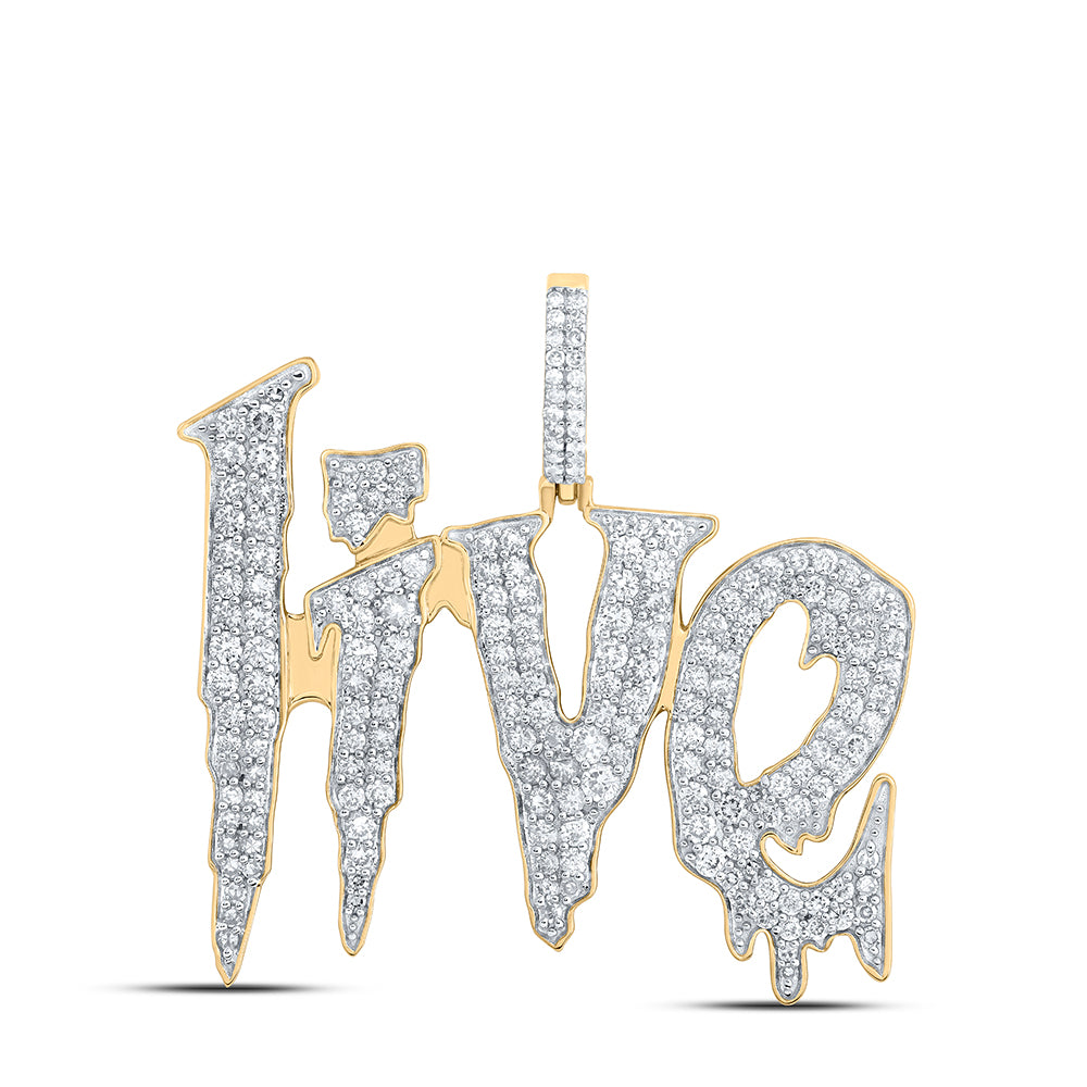 2.42 Ctw Natural Diamond Live Phase Nameplate Pendant in 10k Yellow Gold