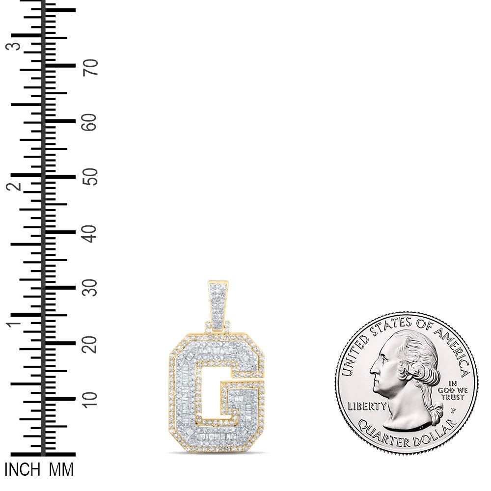 0.95 Ctw Natural Diamond Hiphop Initial Letter G Pendant in 10k Yellow Gold