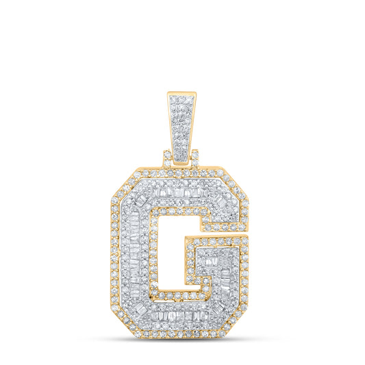 0.95 Ctw Natural Diamond Hiphop Initial Letter G Pendant in 10k Yellow Gold
