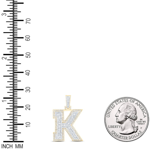 0.94 Ctw Natural Diamond Hiphop Initial Letter K Pendant in 10k Yellow Gold