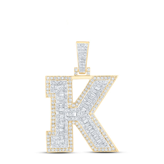 0.94 Ctw Natural Diamond Hiphop Initial Letter K Pendant in 10k Yellow Gold