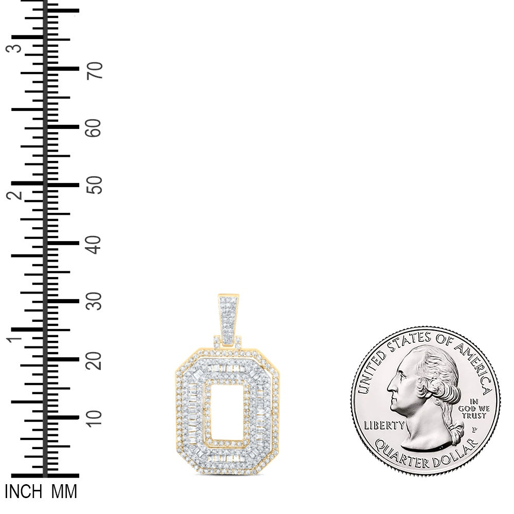 0.94 Ctw Natural Diamond Hiphop Initial Letter O Pendant in 10k Yellow Gold