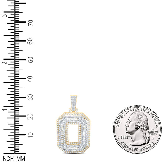 0.94 Ctw Natural Diamond Hiphop Initial Letter O Pendant in 10k Yellow Gold