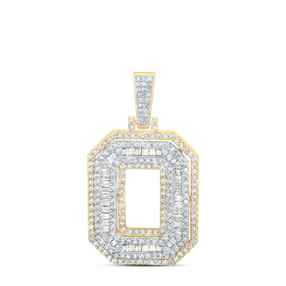 0.94 Ctw Natural Diamond Hiphop Initial Letter O Pendant in 10k Yellow Gold