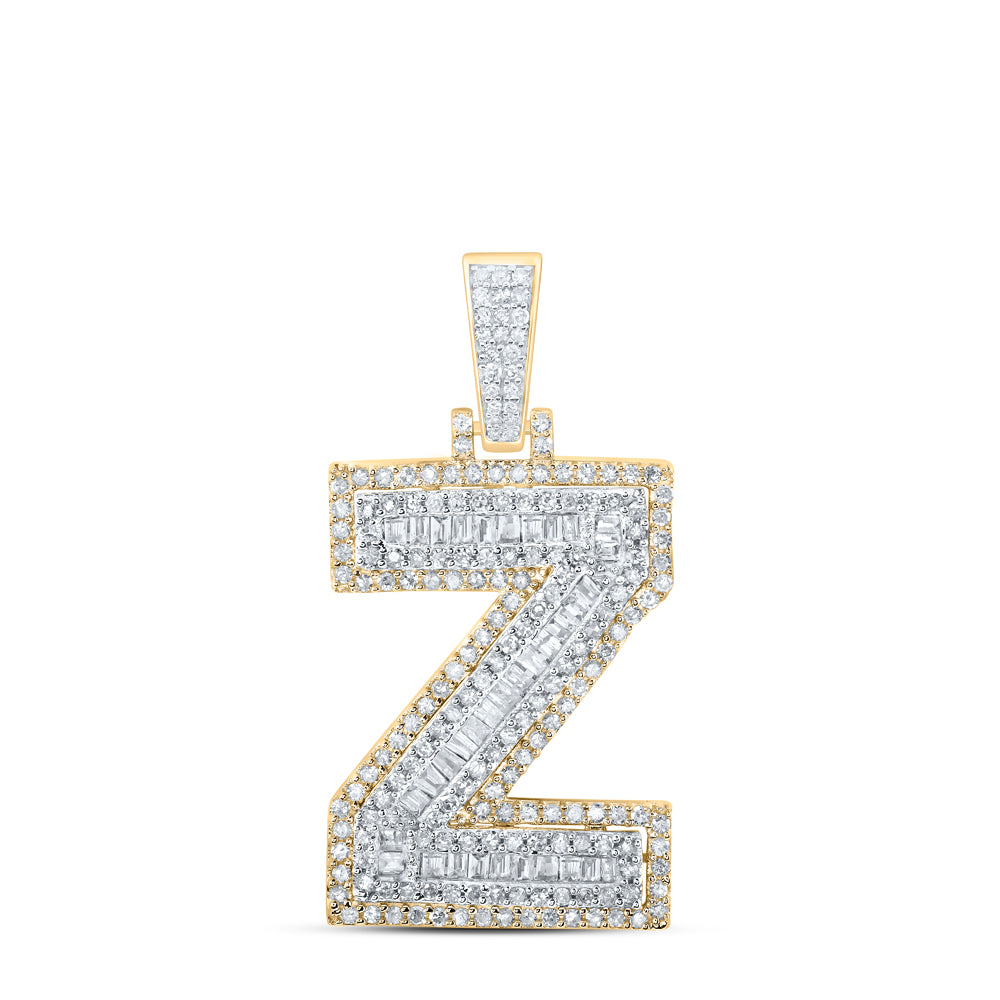 0.75 Ctw Natural Diamond Hiphop Initial Letter Z Pendant in 10k Yellow Gold