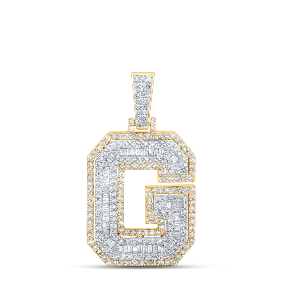 1.15 Ctw Natural Diamond Block Initial Letter Alphabet G Pendant in 10k Yellow Gold