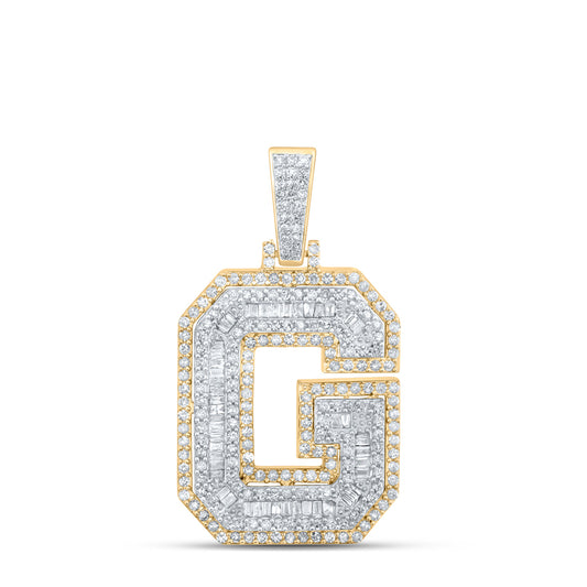 1.15 Ctw Natural Diamond Block Initial Letter Alphabet G Pendant in 10k Yellow Gold