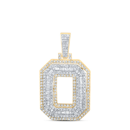 1.18 Ctw Natural Diamond Block Initial Letter Alphabet O Pendant in 10k Yellow Gold