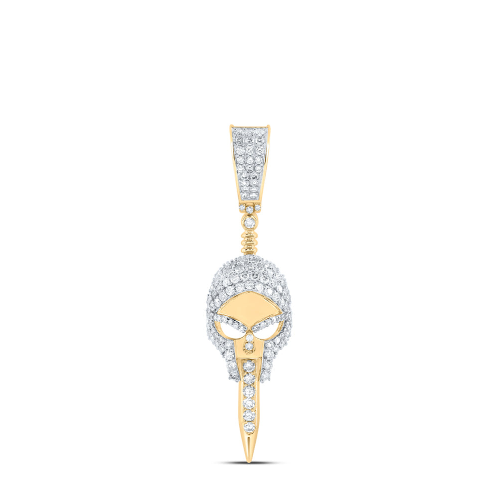 1.06 Ctw Natural Diamond Skull Pendant in 10k Yellow Gold