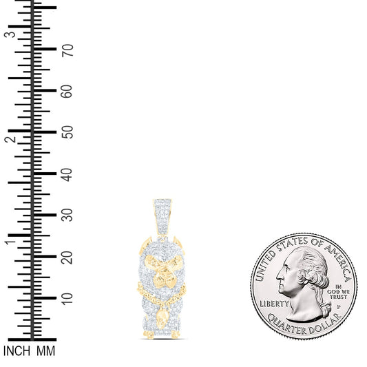 3.11 Ctw Natural Diamond Bulldog Dog Animal Skull Pendant in 10k Yellow Gold
