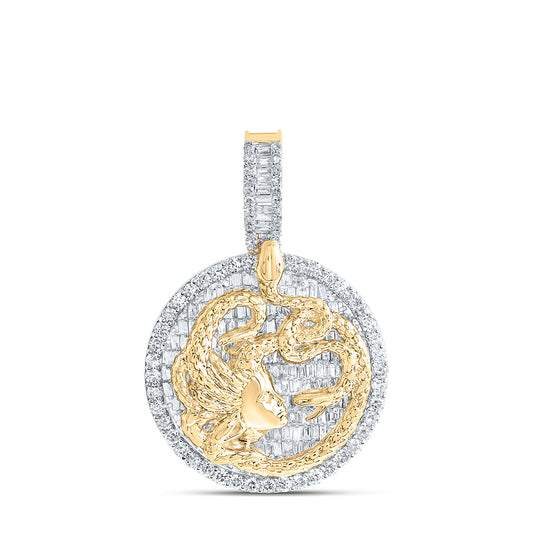 2.7 Ctw Natural Diamond Medallion Medusa Snake Pendant in 10k Yellow Gold