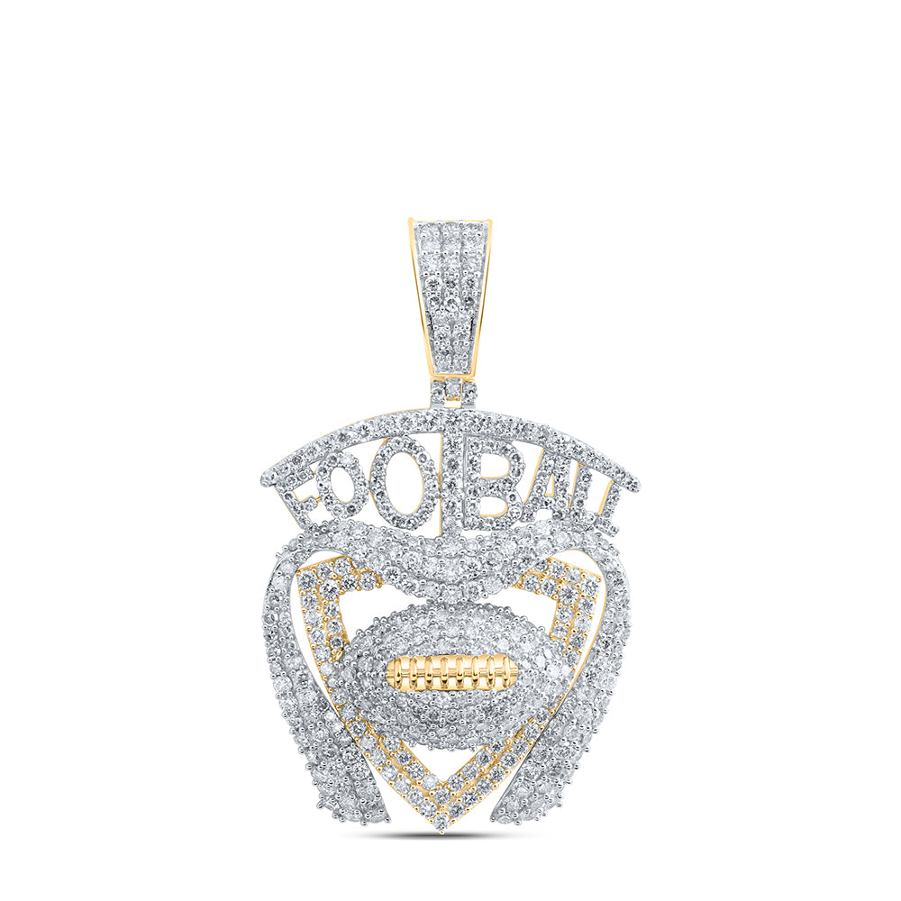 3.84 Ctw Natural Diamond Football Charm Pendant in 10k Yellow Gold