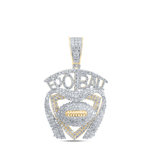 3.84 Ctw Natural Diamond Football Charm Pendant in 10k Yellow Gold