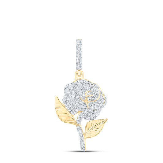 0.64 Ctw Natural Diamond Cluster Flower Pendant in 10k Yellow Gold