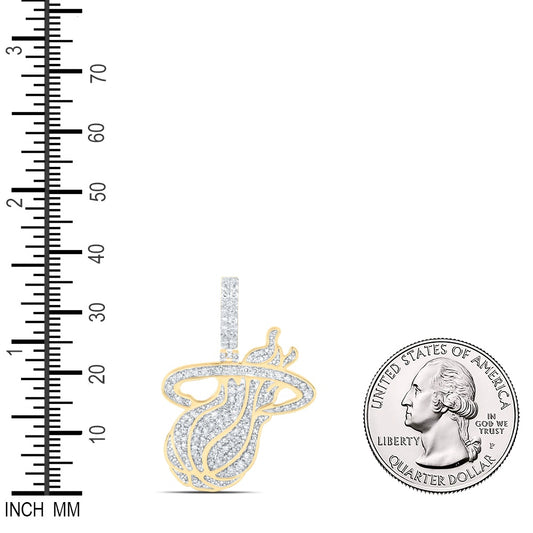 1.72 Ctw Natural Diamond Basket Ball Charm Pendant in 10k Yellow Gold